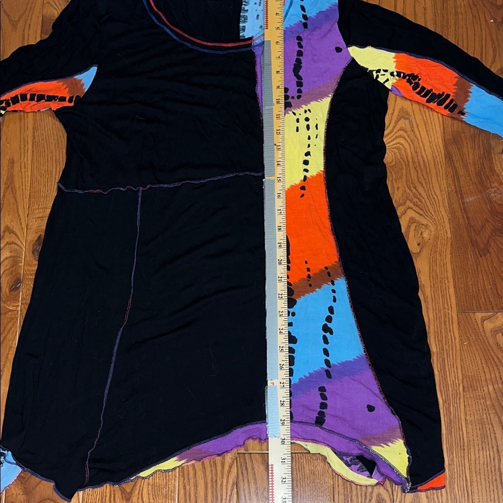 Parsley & Sage Black Tunic with Orange purple yellow and Blue Patchwork women 1X - Picture 10 of 12